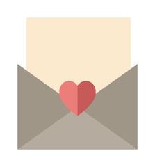 Love letter, envelope and heart sticker cartoon vector illustration.