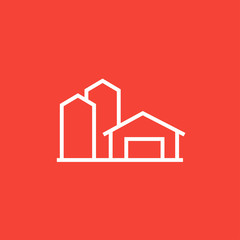 Farm buildings line icon.