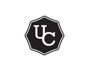 UC retro initial monogram letter logo. vintage label typography. © vectorlia