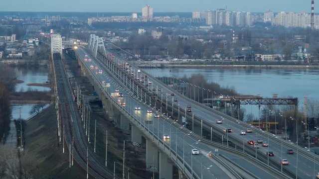 Evening Traffic In The Bridge Time lapse