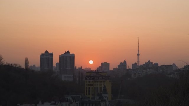 Sunset over the city time lapse