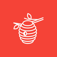 Bee hive line icon.