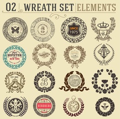 Laurel wreath set. Design elements