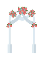 Fototapeta na wymiar Wedding arch with pink roses vector illustration