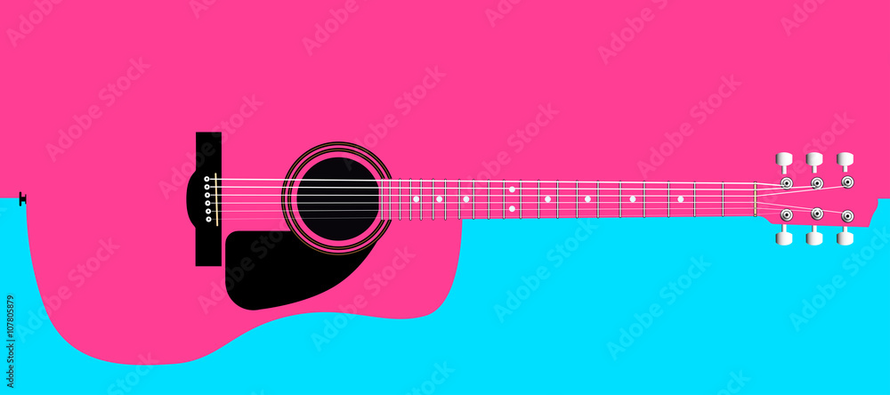 Sticker Pink Acoustic Guitar Background