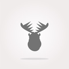 vector Deer head on web icon button isolated on white. Web Icon Art. Graphic Icon Drawing
