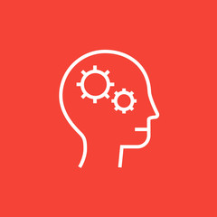 Human head with gear line icon.