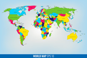Fototapeta na wymiar High Detail World Map. Vector