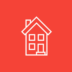 Two storey detached house line icon.