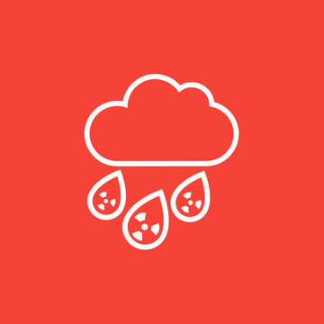 Radioactive cloud and rain line icon.