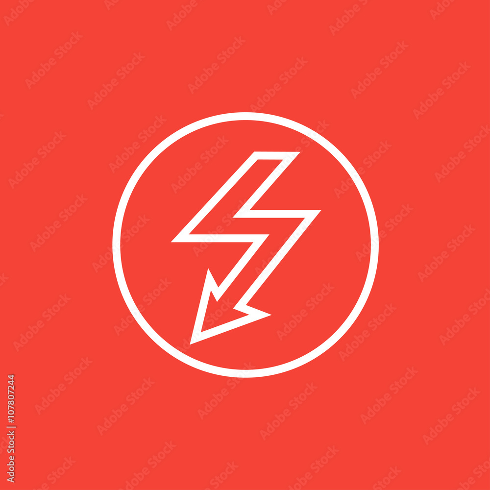 Poster lightning arrow downward line icon.