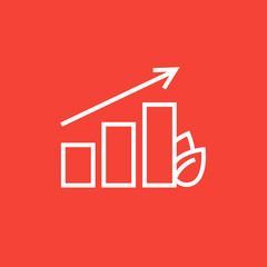 Bar graph with leaf line icon.