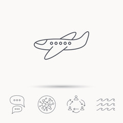 Airplane icon. Aircraft travel sign.