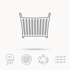 Baby crib bed icon. Cradle or cot sign.