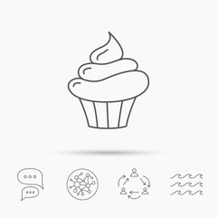 Cupcake icon. Dessert cake sign.