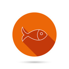 Obraz premium Fish icon. Seafood sign. Vegetarian food symbol.