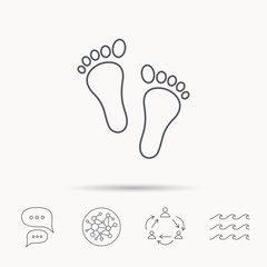 Baby footprints icon. Child feet sign.