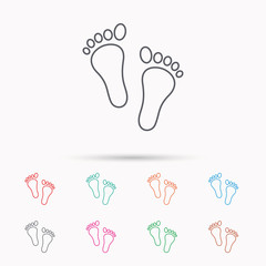 Baby footprints icon. Child feet sign.
