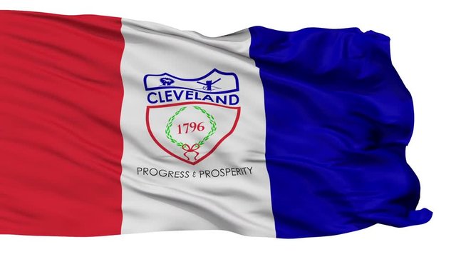 Cleveland City Flag Isolated Realistic Animation Seamless Loop - 10 Seconds Long
