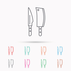 Fototapeta premium Butcher and kitchen knives icon.