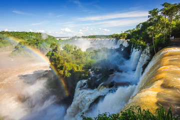 Iguazu Falls, on the Border of Argentina and Brazil. - obrazy, fototapety, plakaty