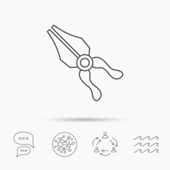 Pliers icon. Repairing fix tool sign.