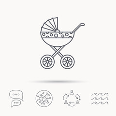 Pram icon. Newborn stroller sign.
