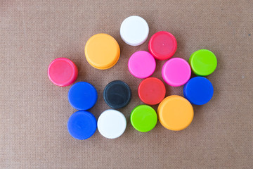 Colorful plastic bottle screw caps used