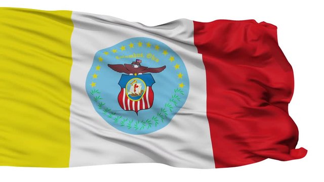 Columbus City Flag Isolated Realistic Animation Seamless Loop - 10 Seconds Long