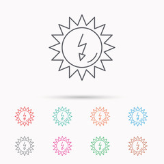 Solar energy icon. Ecological resources sign.