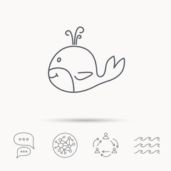 Whale icon. Largest mammal animal sign.