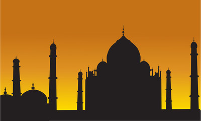 Taj Mahal of silhouette