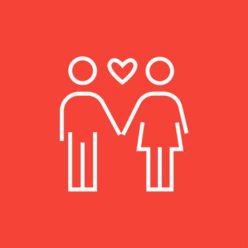 Couple in love line icon.