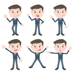 young business person character pose clip art set, vector illustration
