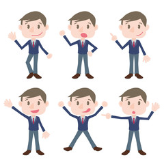 Fototapeta premium young business person character various pose clip art set, vector illustration