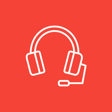 recommend clip art: Headphone with microphone line icon.