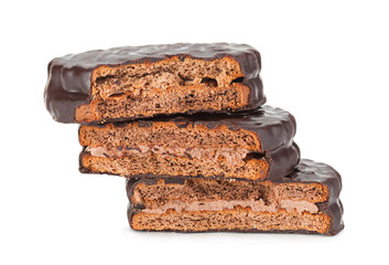 Biscuit in chocolate on white