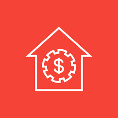 House with dollar symbol line icon.