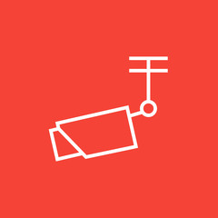 Outdoor surveillance camera line icon.