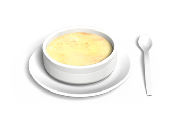 3D Soup bowl with tray and spoon