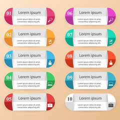 Business Infographics origami style Vector illustration. List of 10 items.