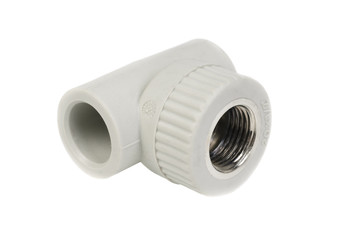 Fitting - PVC connection coupler to connect polypropylene tubes, isolated on a white