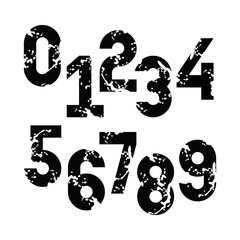 Figures. Numbers. Font with spots. Black and white drawing.