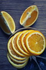 toned orange fruit wooden
