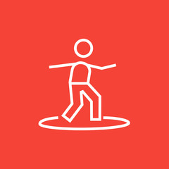 Fototapeta na wymiar Male surfer riding on surfboard line icon.