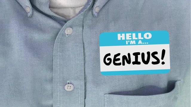 Genius Smart Intelligent Educated Name Tag Sticker Word Shirt