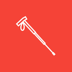Hiking pole line icon.