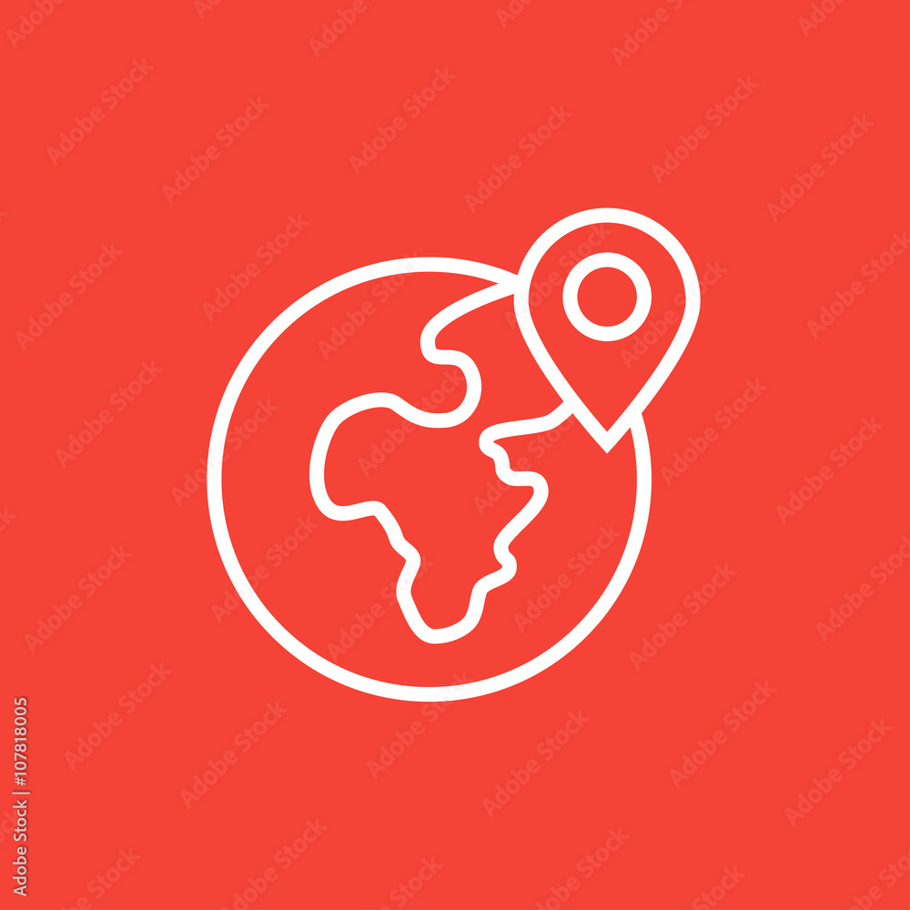Poster globe with pointer line icon