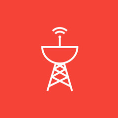 Radar satellite dish line icon.