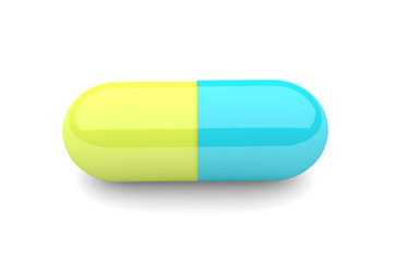 pill with reflection isolated over white